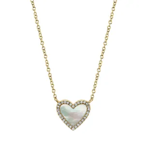 0.09CT DIAMOND & 0.56CT MOTHER OF PEARL HEART NECKLACE SC55012462