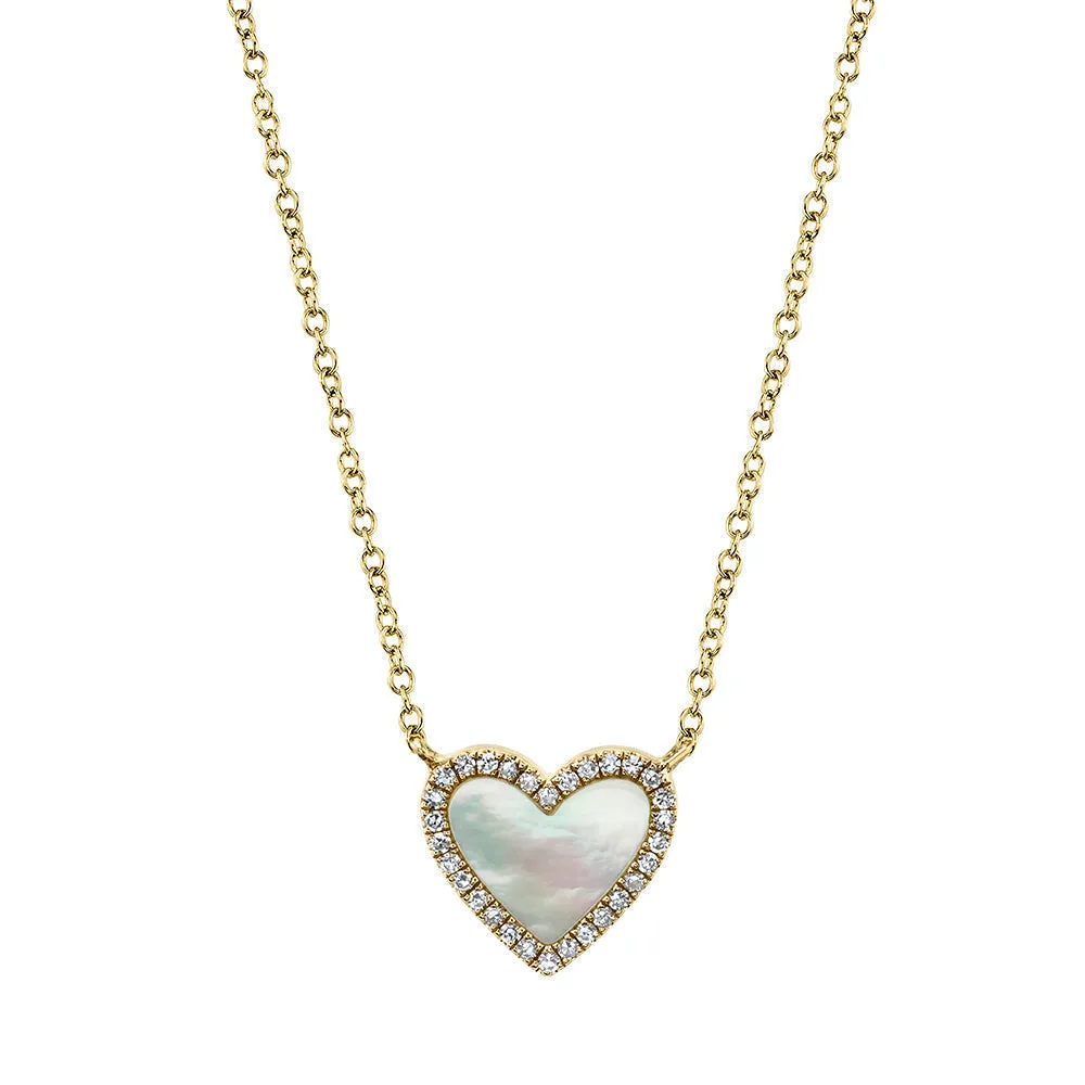 0.09CT DIAMOND & 0.56CT MOTHER OF PEARL HEART NECKLACE SC55012462