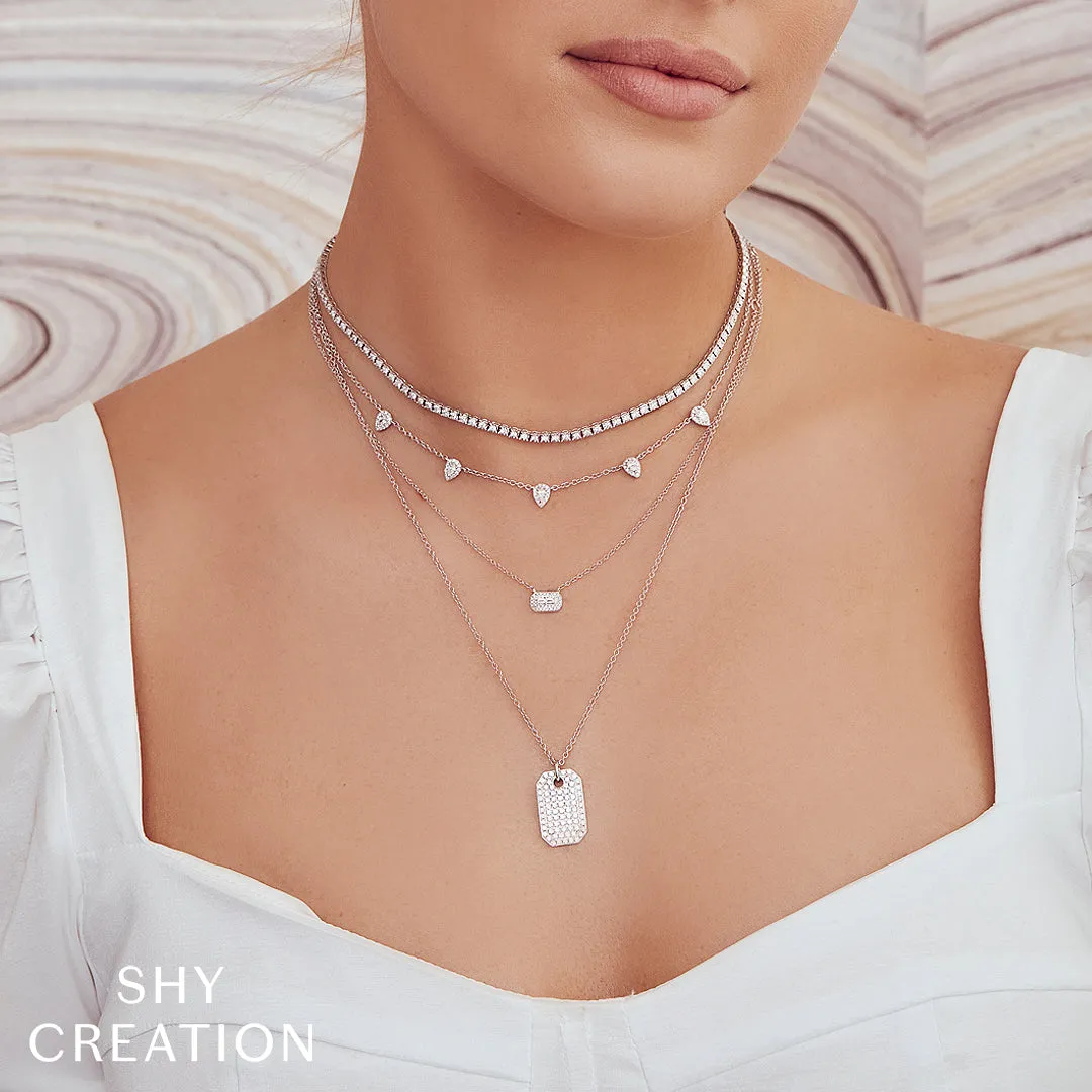 0.90CT DIAMOND DOG TAG NECKLACE