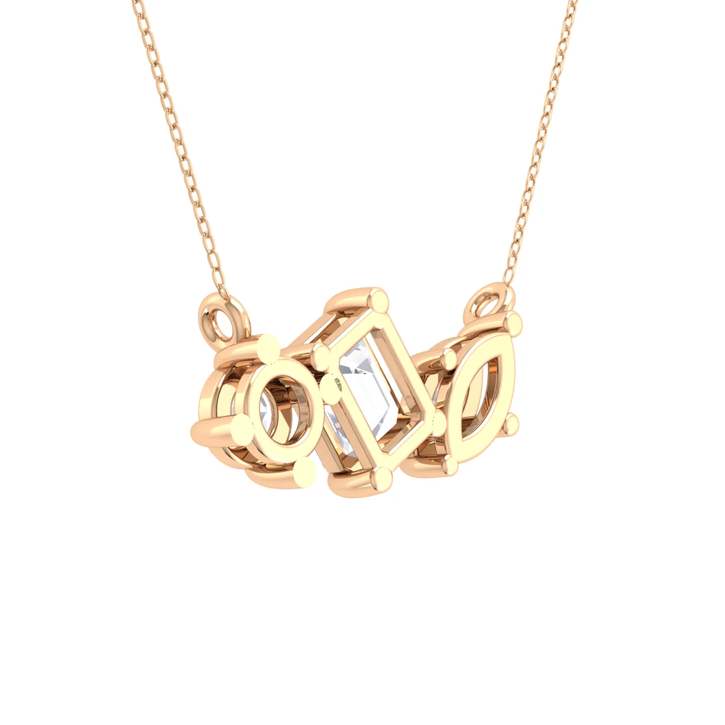 1 ctw Mix-Shape Lab Grown Diamond Three Stone Necklace