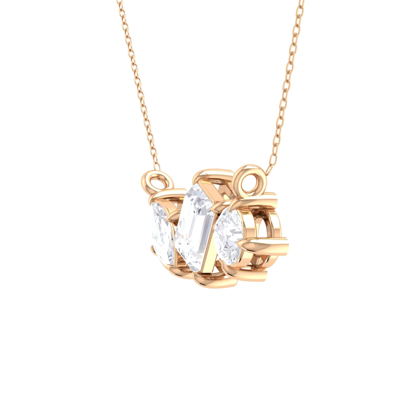 1 ctw Mix-Shape Lab Grown Diamond Three Stone Necklace
