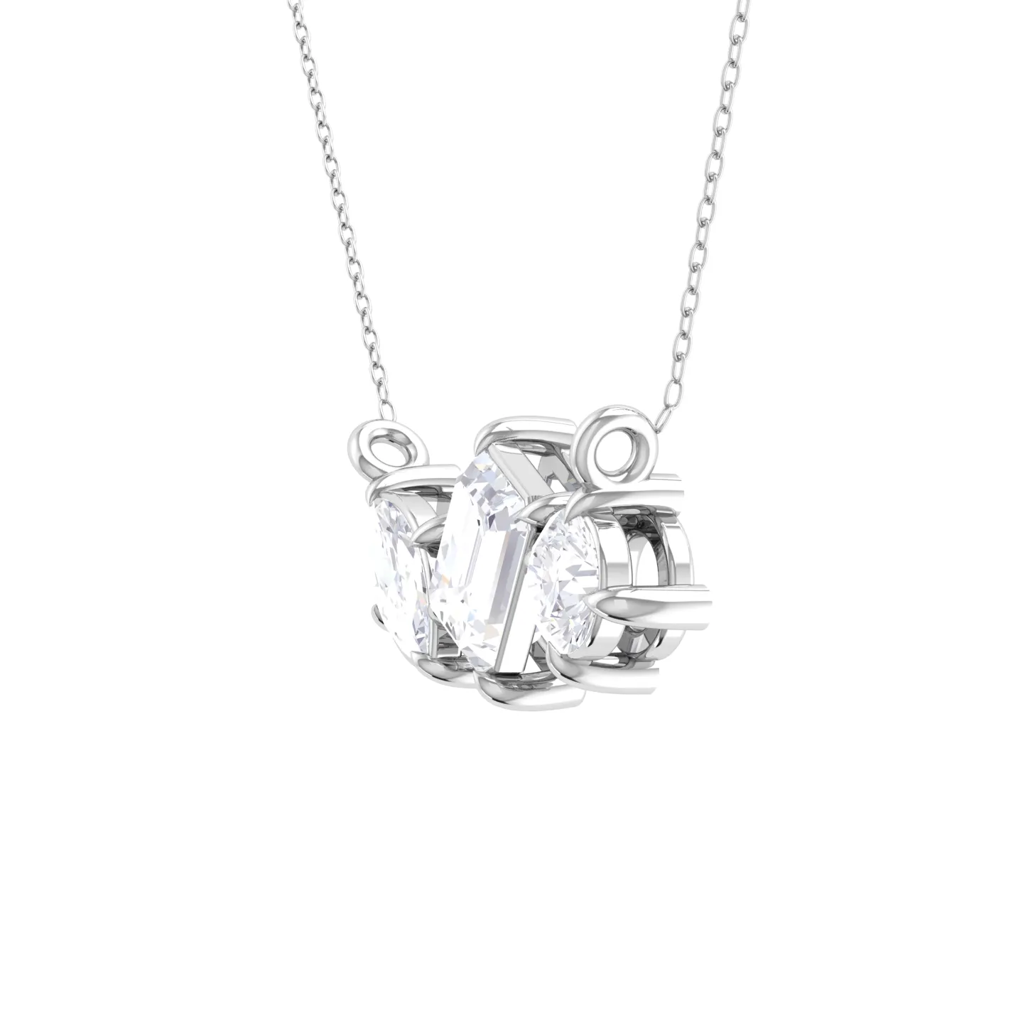 1 ctw Mix-Shape Lab Grown Diamond Three Stone Necklace