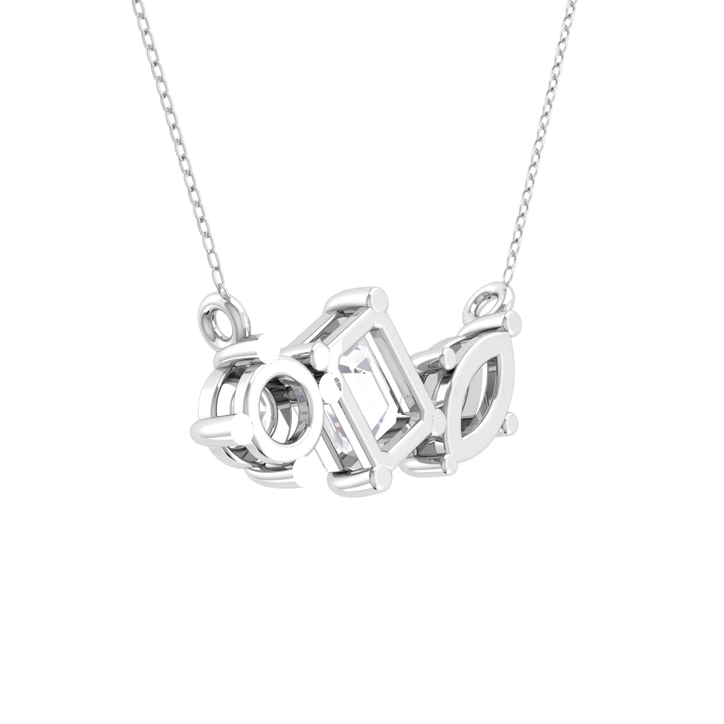 1 ctw Mix-Shape Lab Grown Diamond Three Stone Necklace