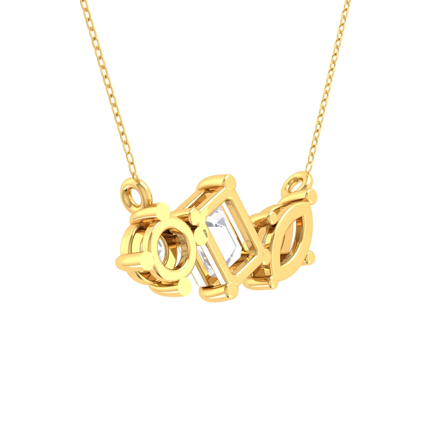 1 ctw Mix-Shape Lab Grown Diamond Three Stone Necklace