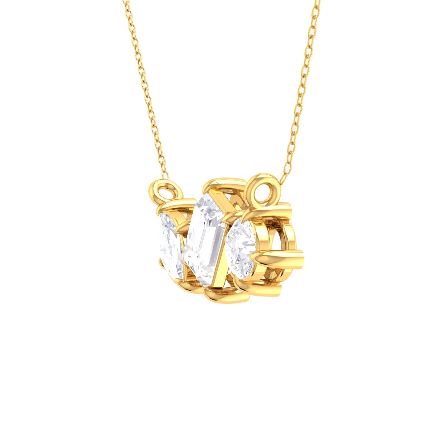 1 ctw Mix-Shape Lab Grown Diamond Three Stone Necklace