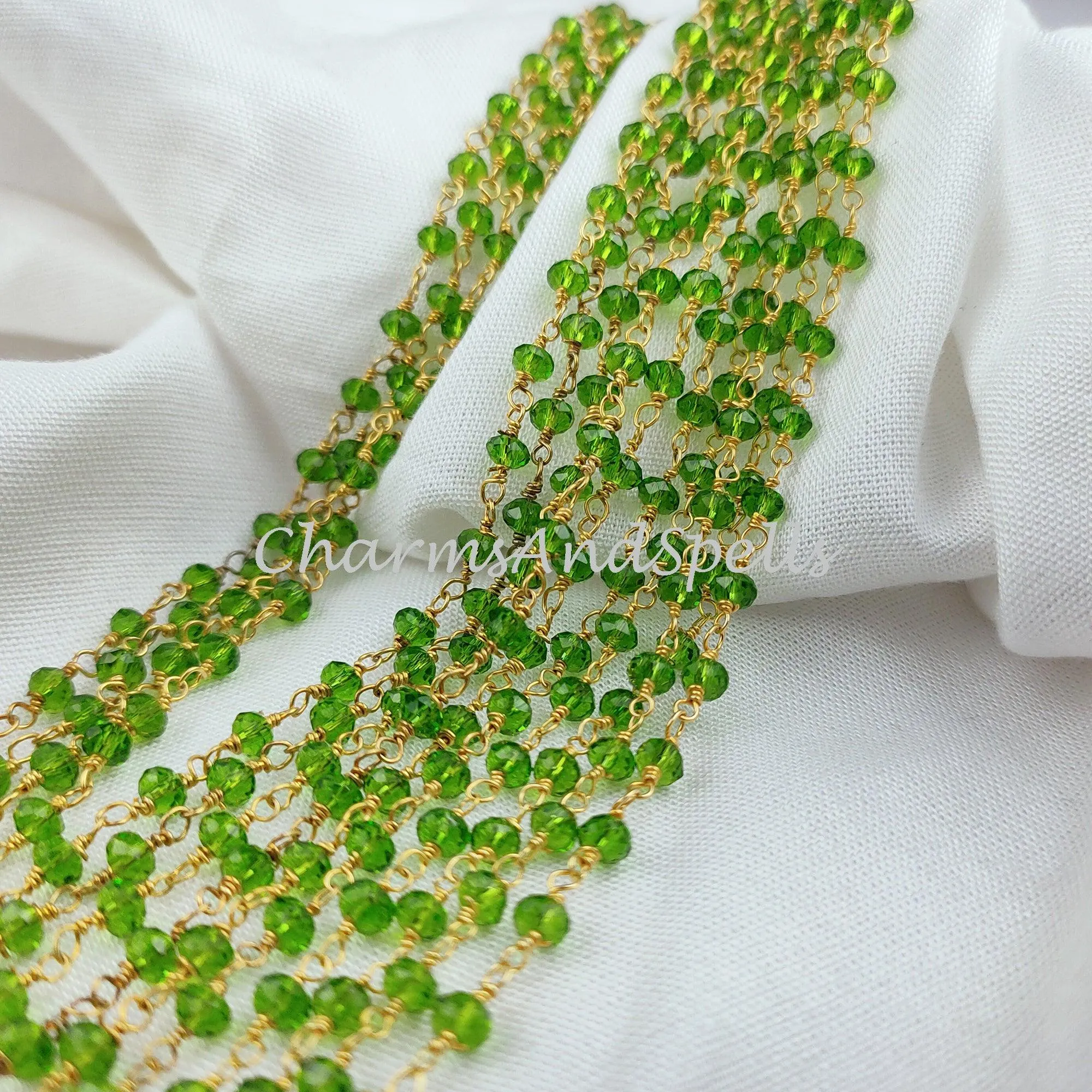 1 Feet Chain, 50%OFF Peridot Rosary Chain, Rondelle Beads Chain, Necklace Chain, Gold Plated Chain, Jewelry Making Chain, 3.5-4mm Bead Size