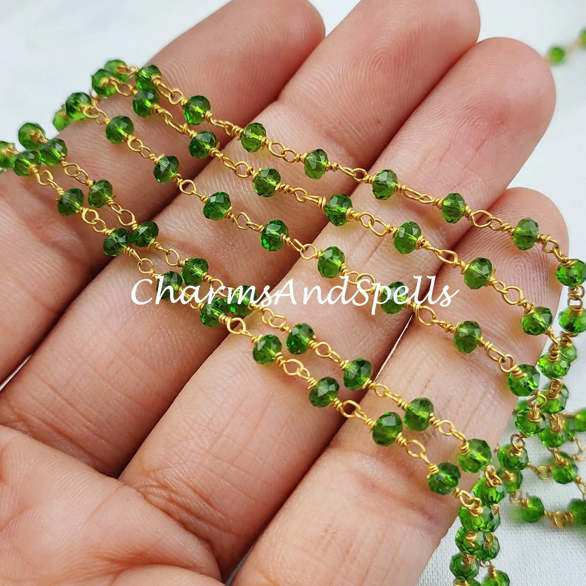 1 Feet Chain, 50%OFF Peridot Rosary Chain, Rondelle Beads Chain, Necklace Chain, Gold Plated Chain, Jewelry Making Chain, 3.5-4mm Bead Size