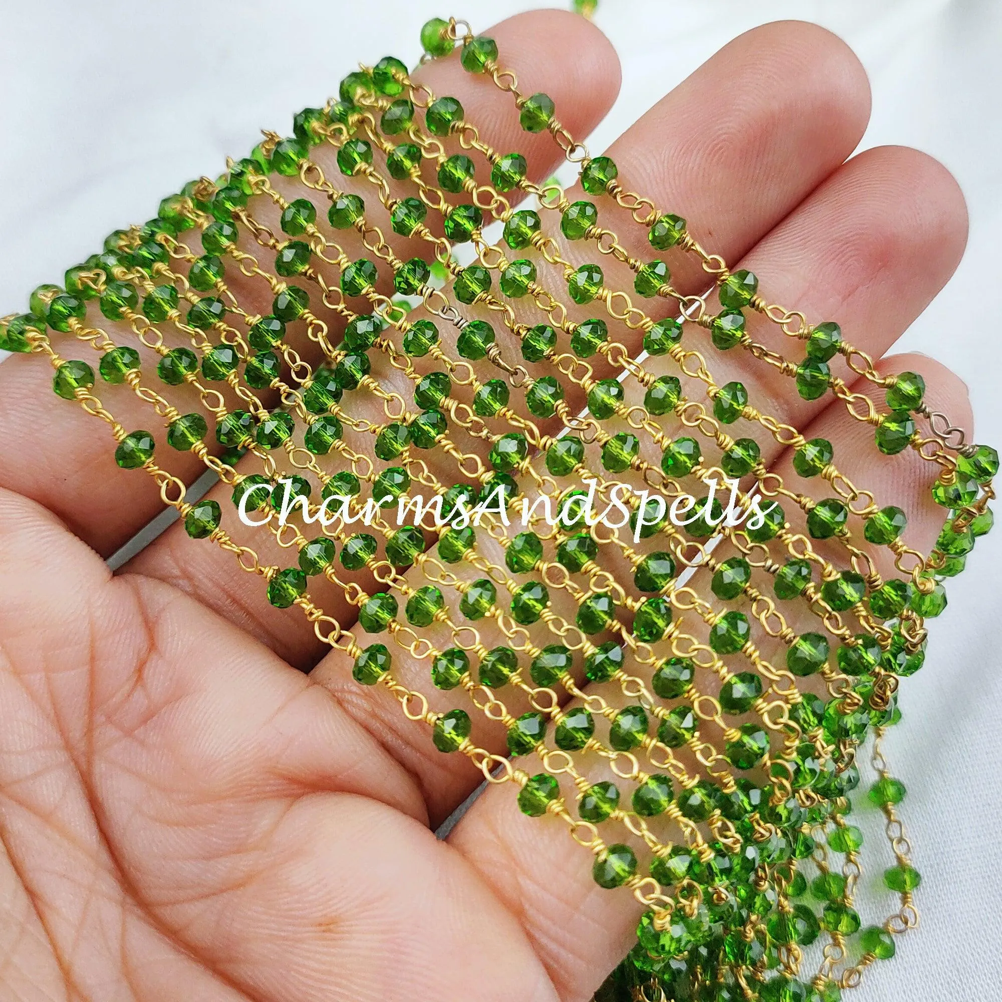 1 Feet Chain, 50%OFF Peridot Rosary Chain, Rondelle Beads Chain, Necklace Chain, Gold Plated Chain, Jewelry Making Chain, 3.5-4mm Bead Size