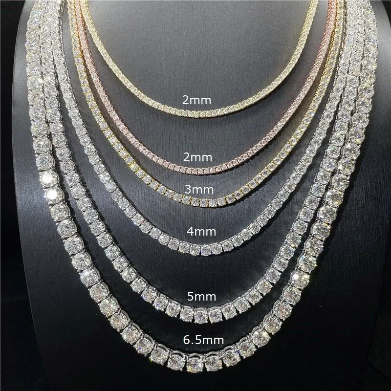 10K Solid Gold 3mm Moissanite Tennis Chain