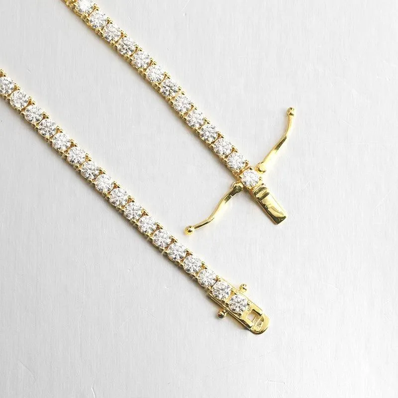 10K Solid Gold 3mm Moissanite Tennis Chain