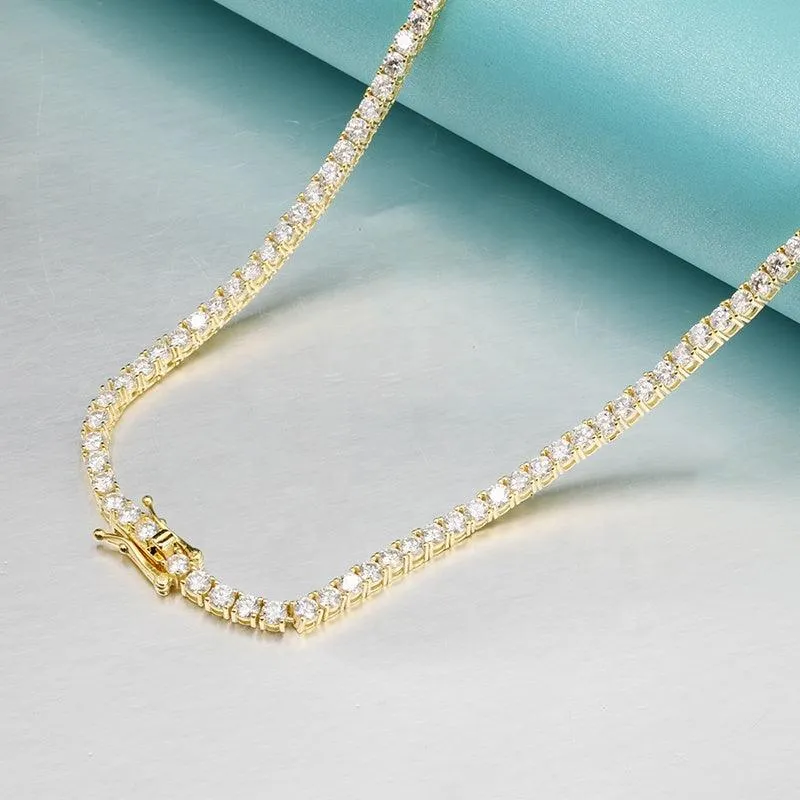 10K Solid Gold 3mm Moissanite Tennis Chain