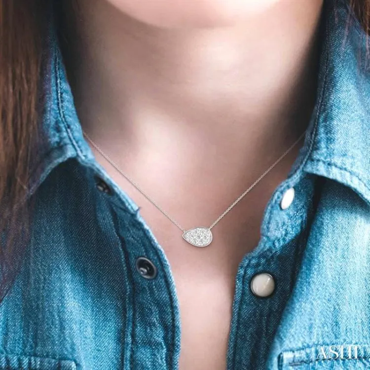 1/2 Ctw Pear Shape Pendant Lovebright Diamond Necklace in 14K White Gold