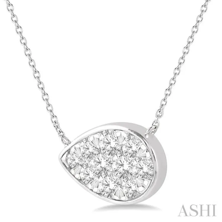 1/2 Ctw Pear Shape Pendant Lovebright Diamond Necklace in 14K White Gold