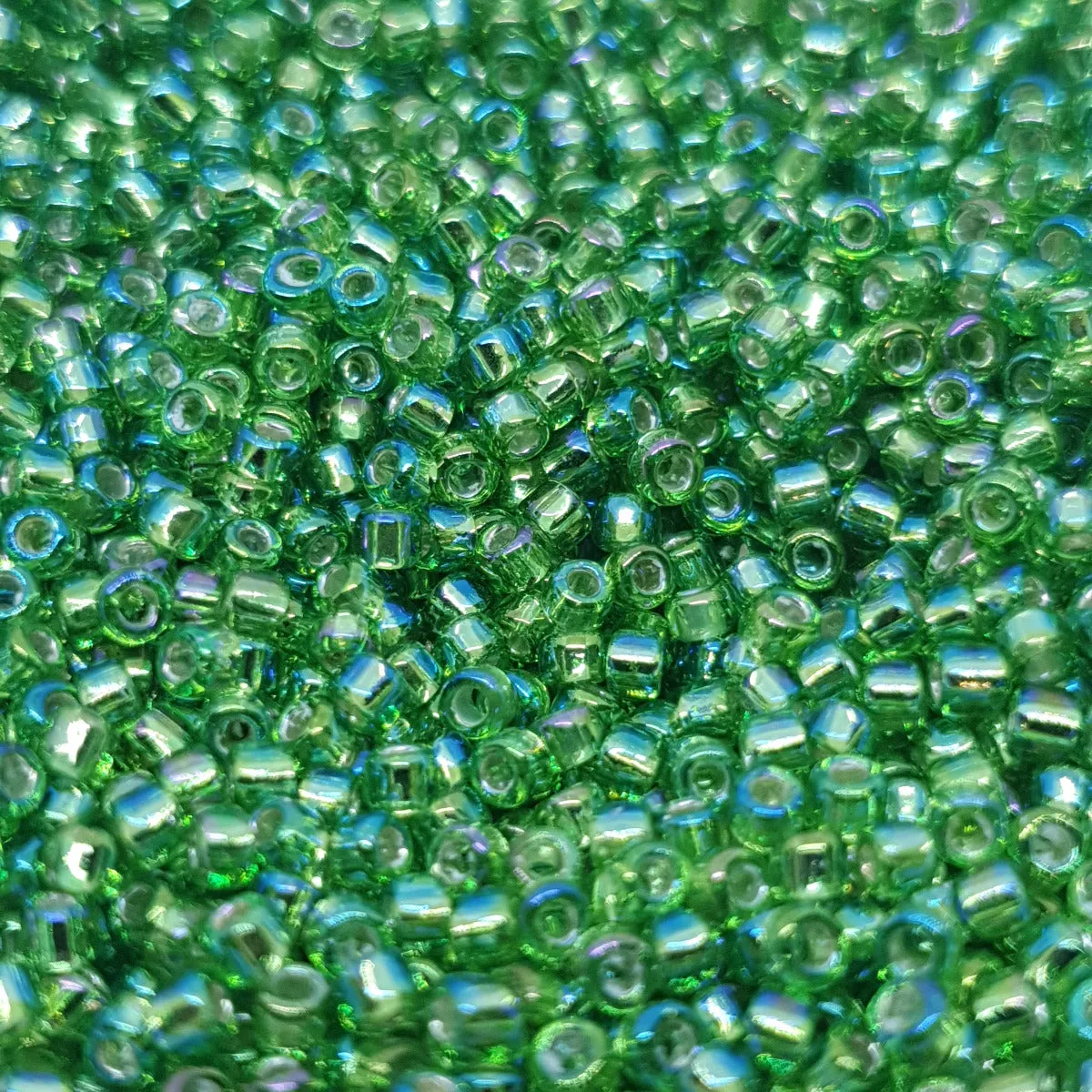 12/0 (#49r) Peridot Green Silverlined Rainbow - 24g Tube