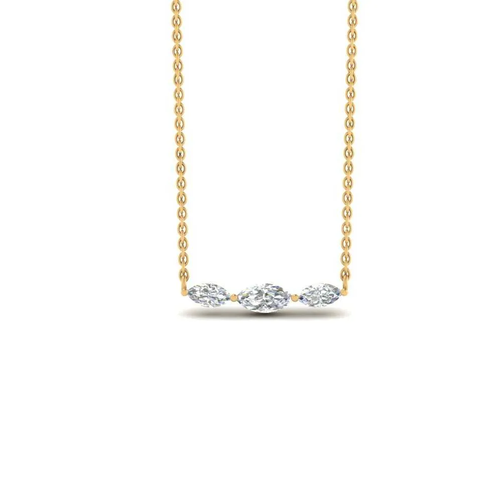 1/3 Ctw Horizontal Marquise Cut Lab Diamond Stacking Pendant Necklace For Women 14K Gold