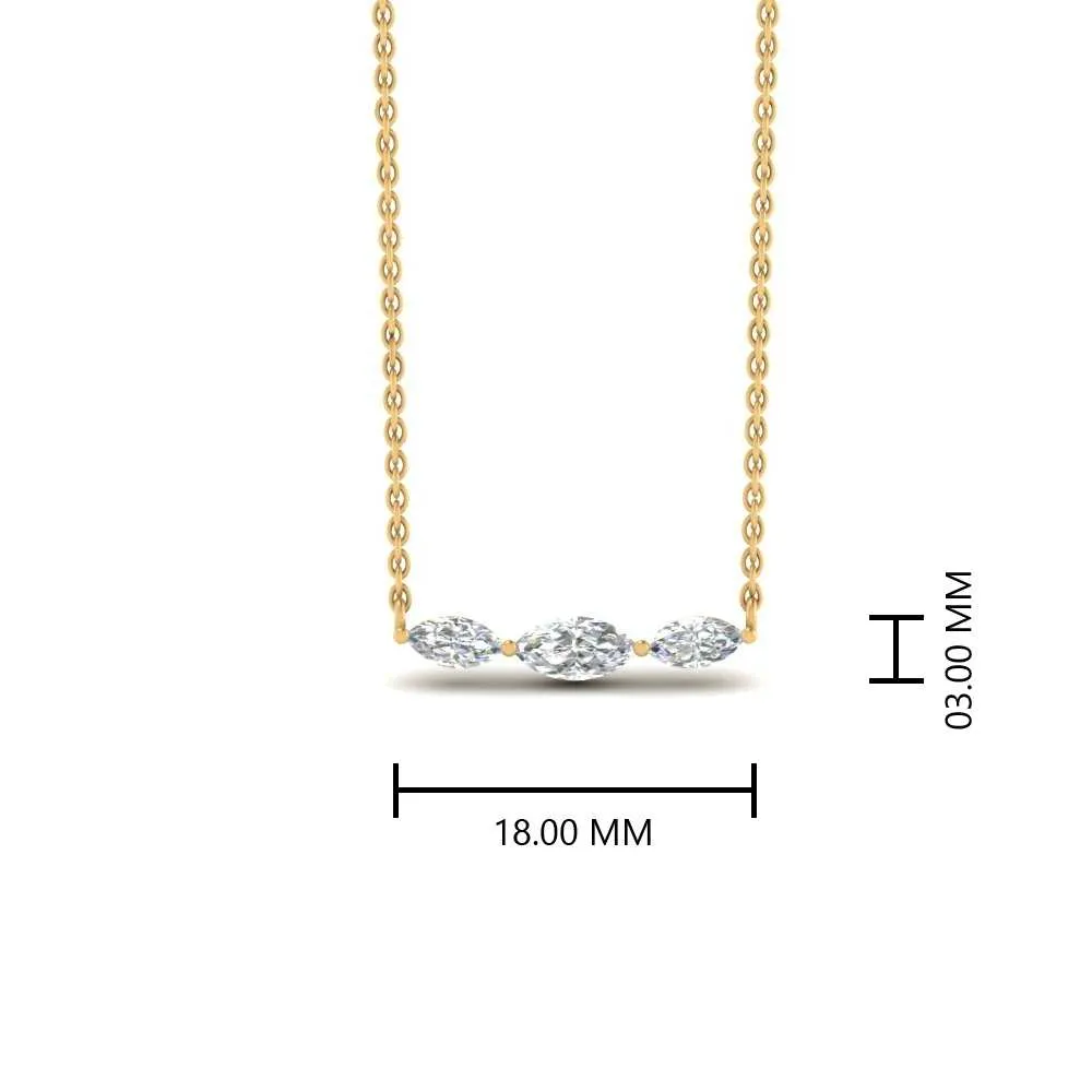 1/3 Ctw Horizontal Marquise Cut Lab Diamond Stacking Pendant Necklace For Women 14K Gold