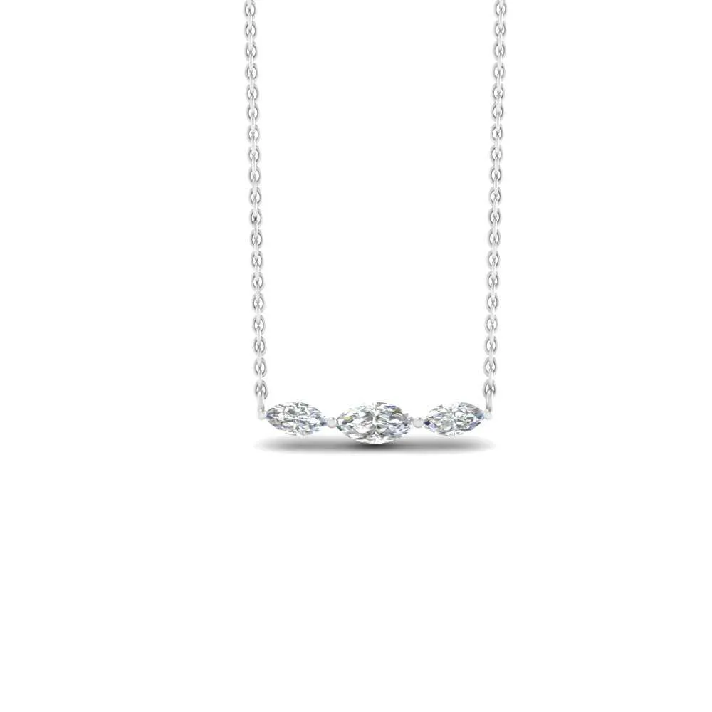 1/3 Ctw Horizontal Marquise Cut Lab Diamond Stacking Pendant Necklace For Women 14K Gold