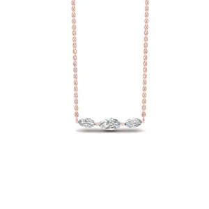 1/3 Ctw Horizontal Marquise Cut Lab Diamond Stacking Pendant Necklace For Women 14K Gold