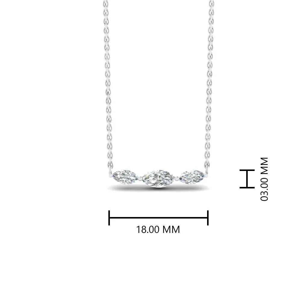1/3 Ctw Horizontal Marquise Cut Lab Diamond Stacking Pendant Necklace For Women 14K Gold
