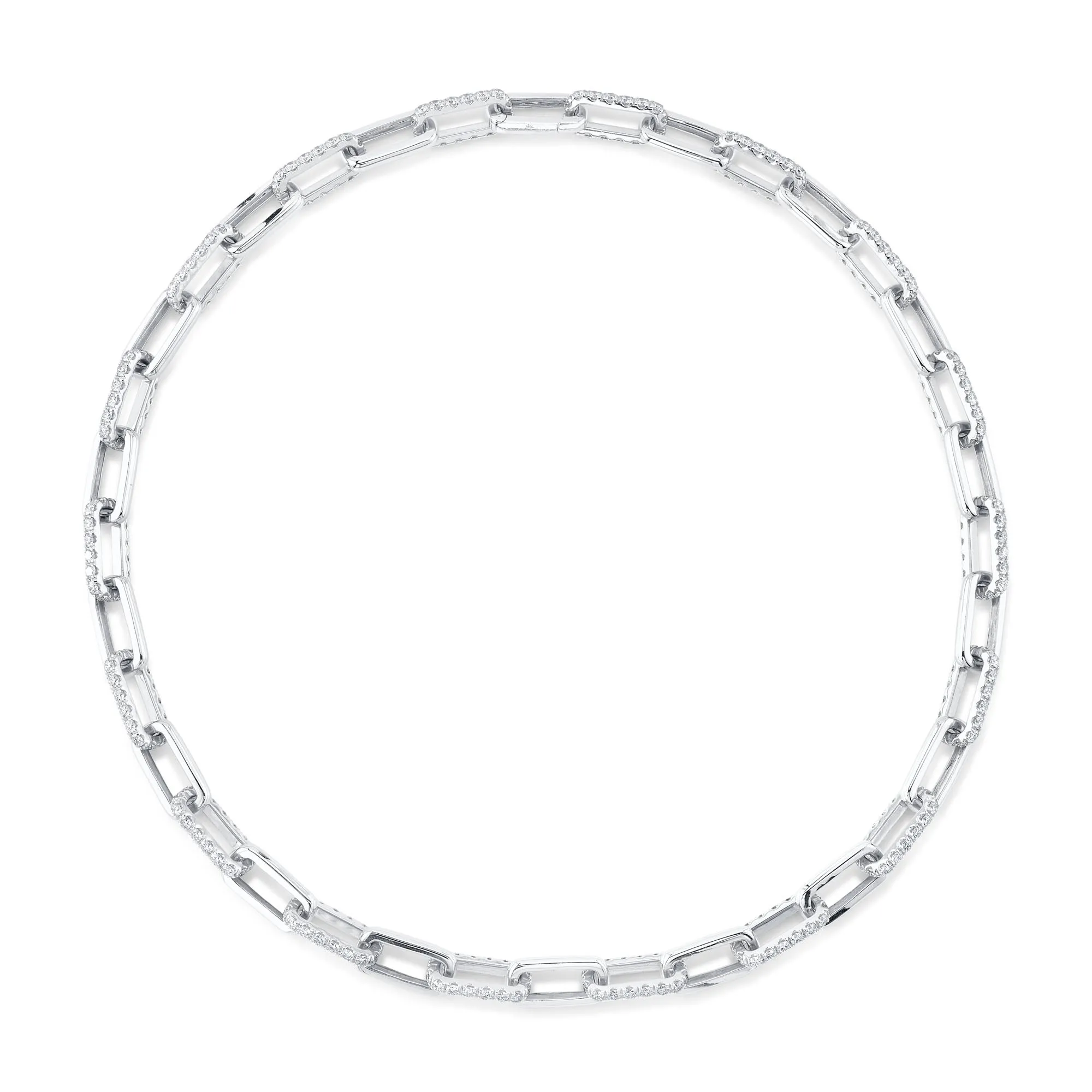 13.01CT DIAMOND PAVE PAPER CLIP LINK NECKLACE