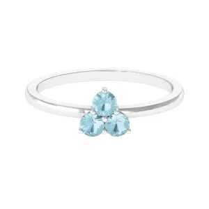 1/4 CT Round Sky Blue Topaz Three Stone Promise Ring