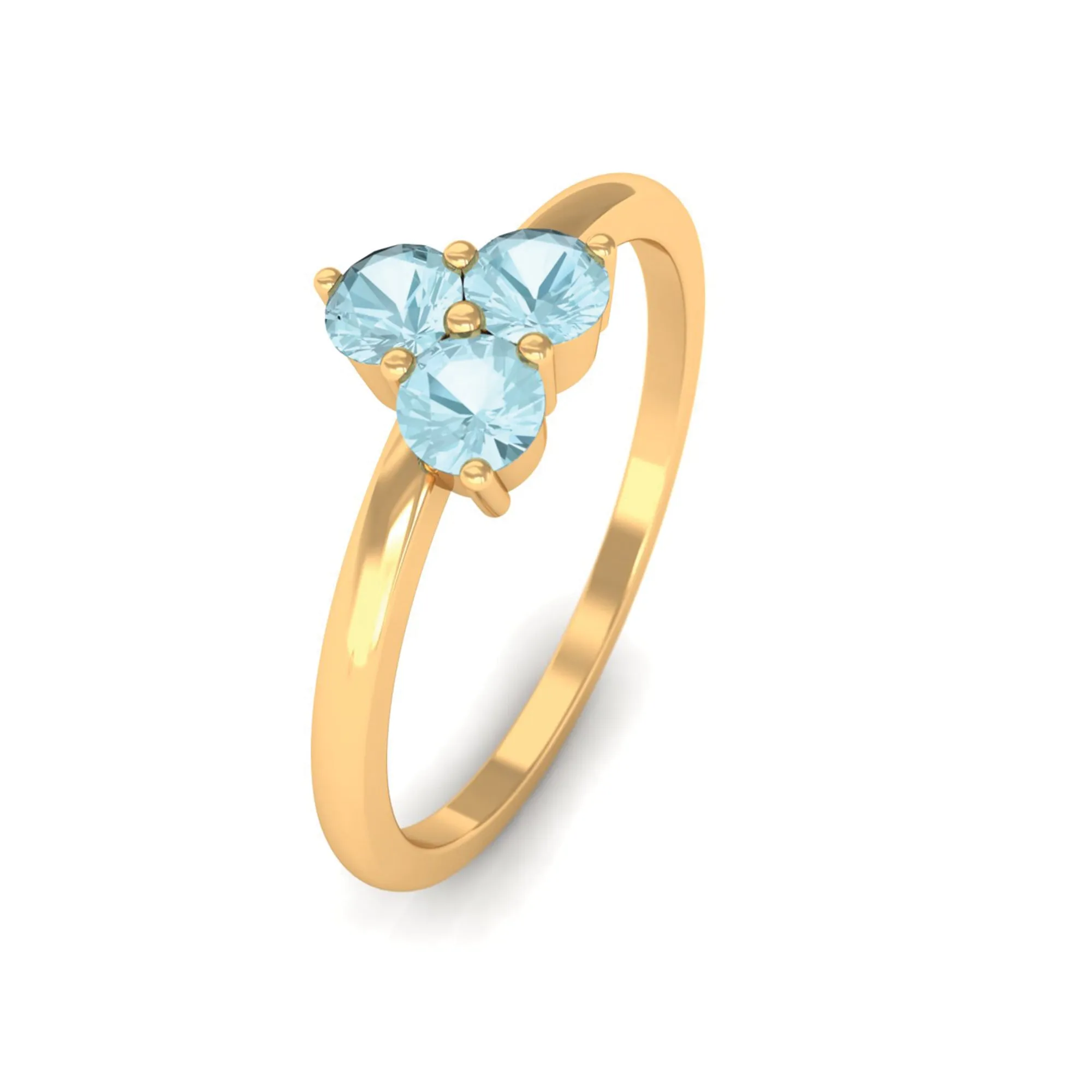 1/4 CT Round Sky Blue Topaz Three Stone Promise Ring