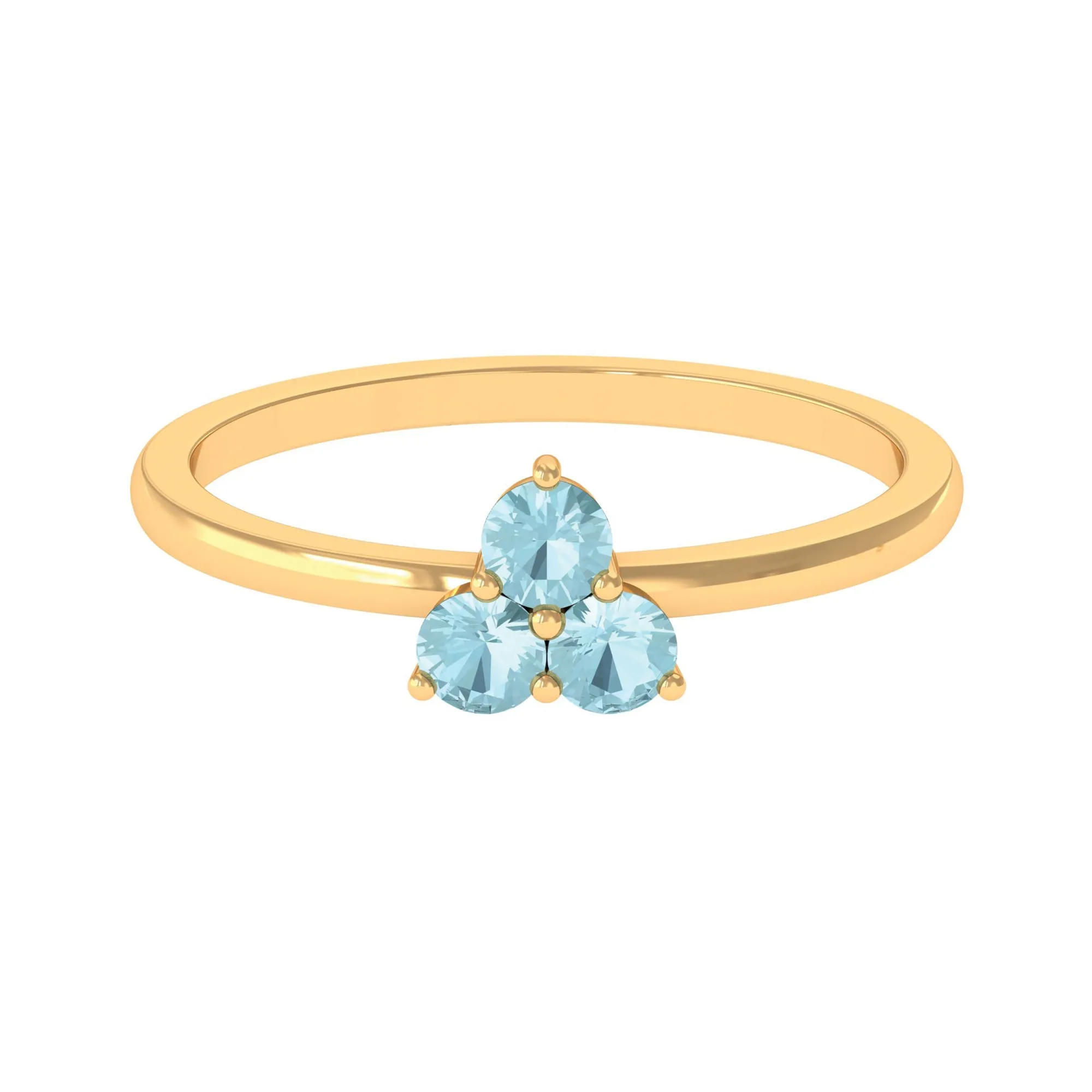 1/4 CT Round Sky Blue Topaz Three Stone Promise Ring