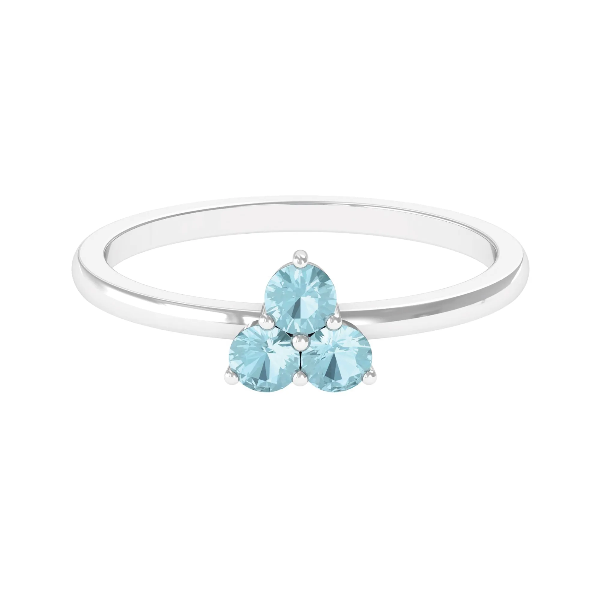 1/4 CT Round Sky Blue Topaz Three Stone Promise Ring