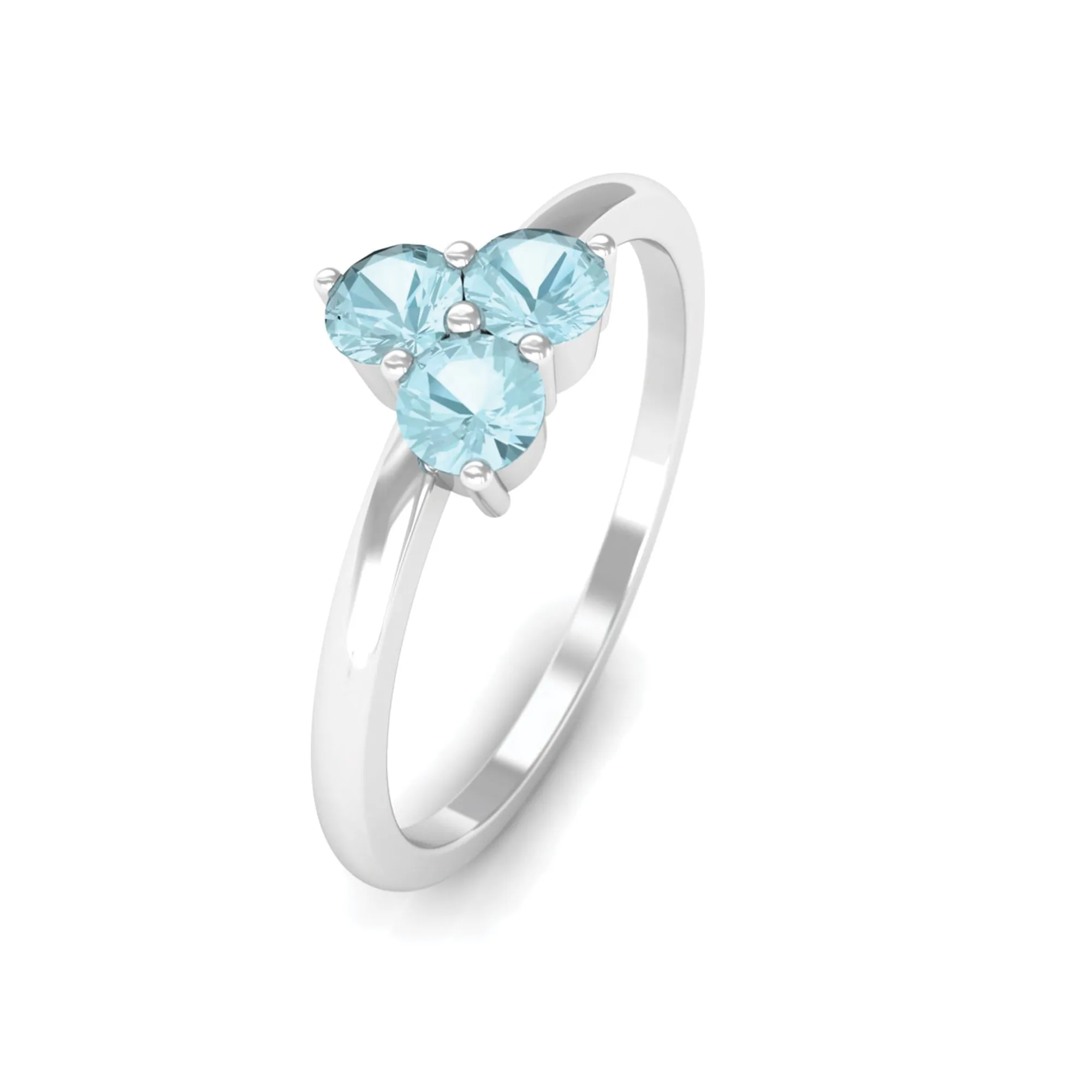 1/4 CT Round Sky Blue Topaz Three Stone Promise Ring