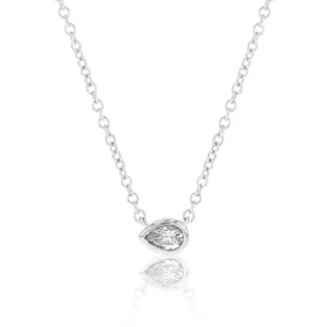 14ct white Gold 1/10 Carat Diamond Pendant On 45cm Chain