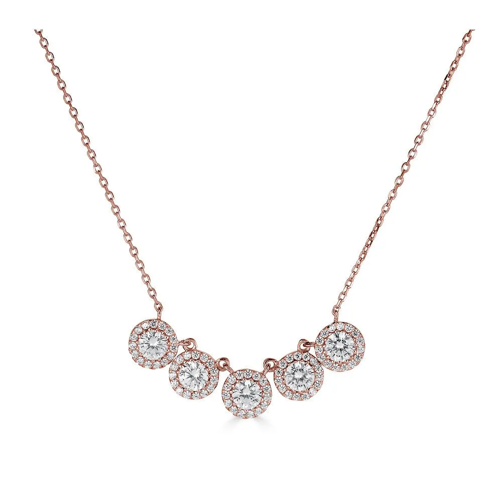 14K 1.25Ct Diamond 5 Halo Necklace