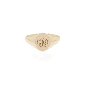 14k Engraved Monogram Oval Signet Ring