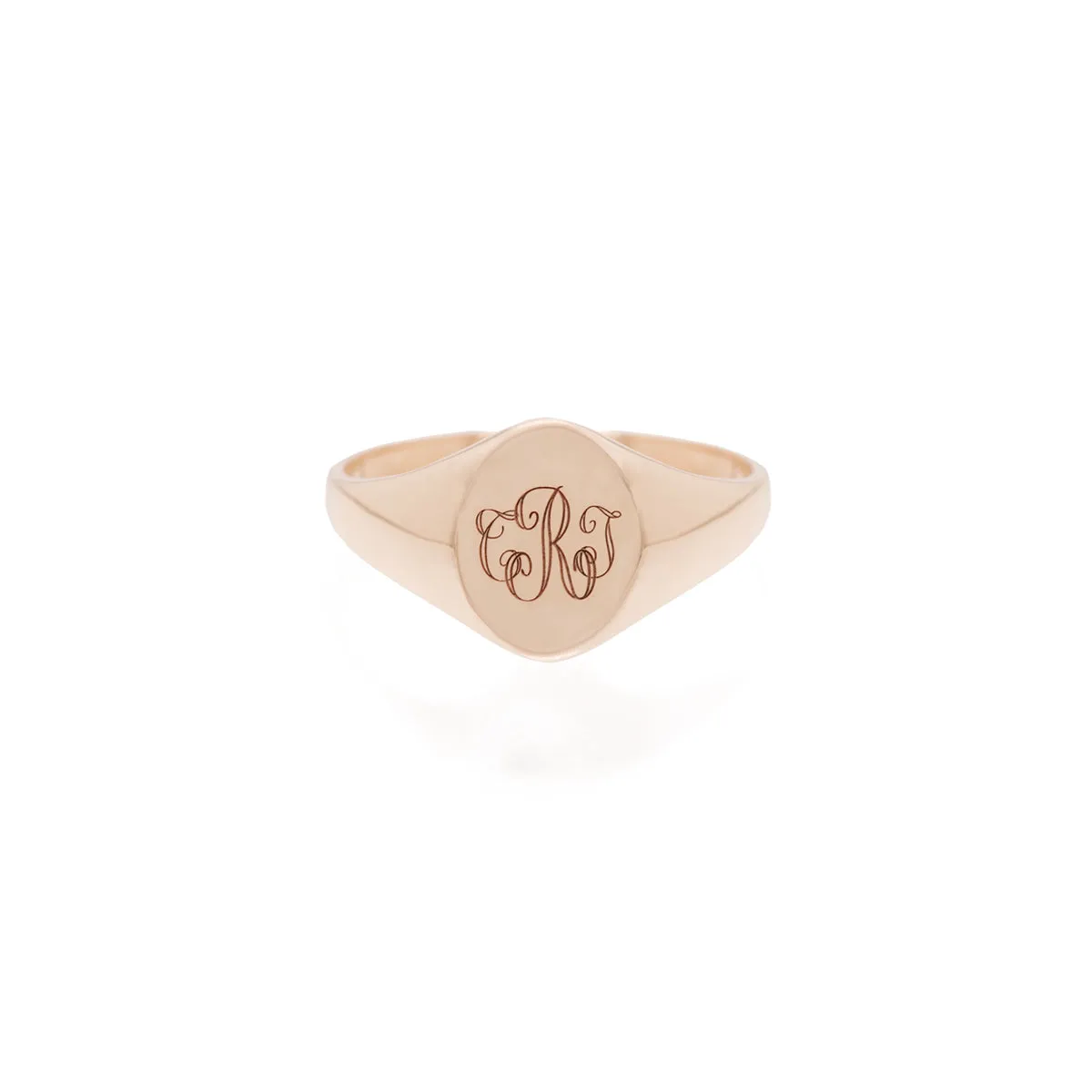 14k Engraved Monogram Oval Signet Ring