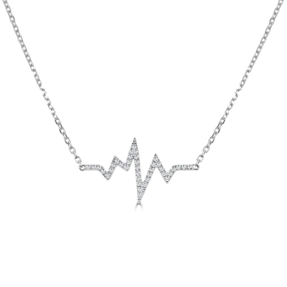 14K Gold & Diamond Heart Beat Necklace-0.12 ct.