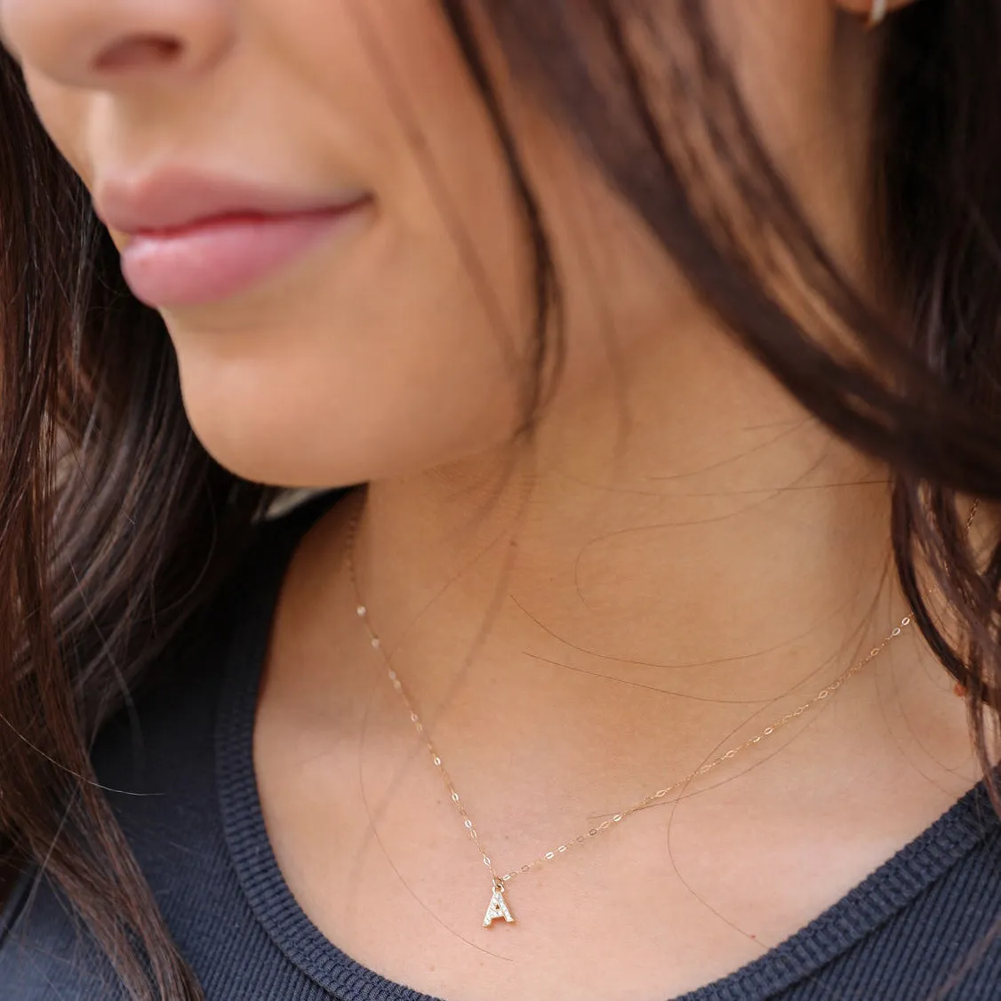 14K gold diamond initial charms