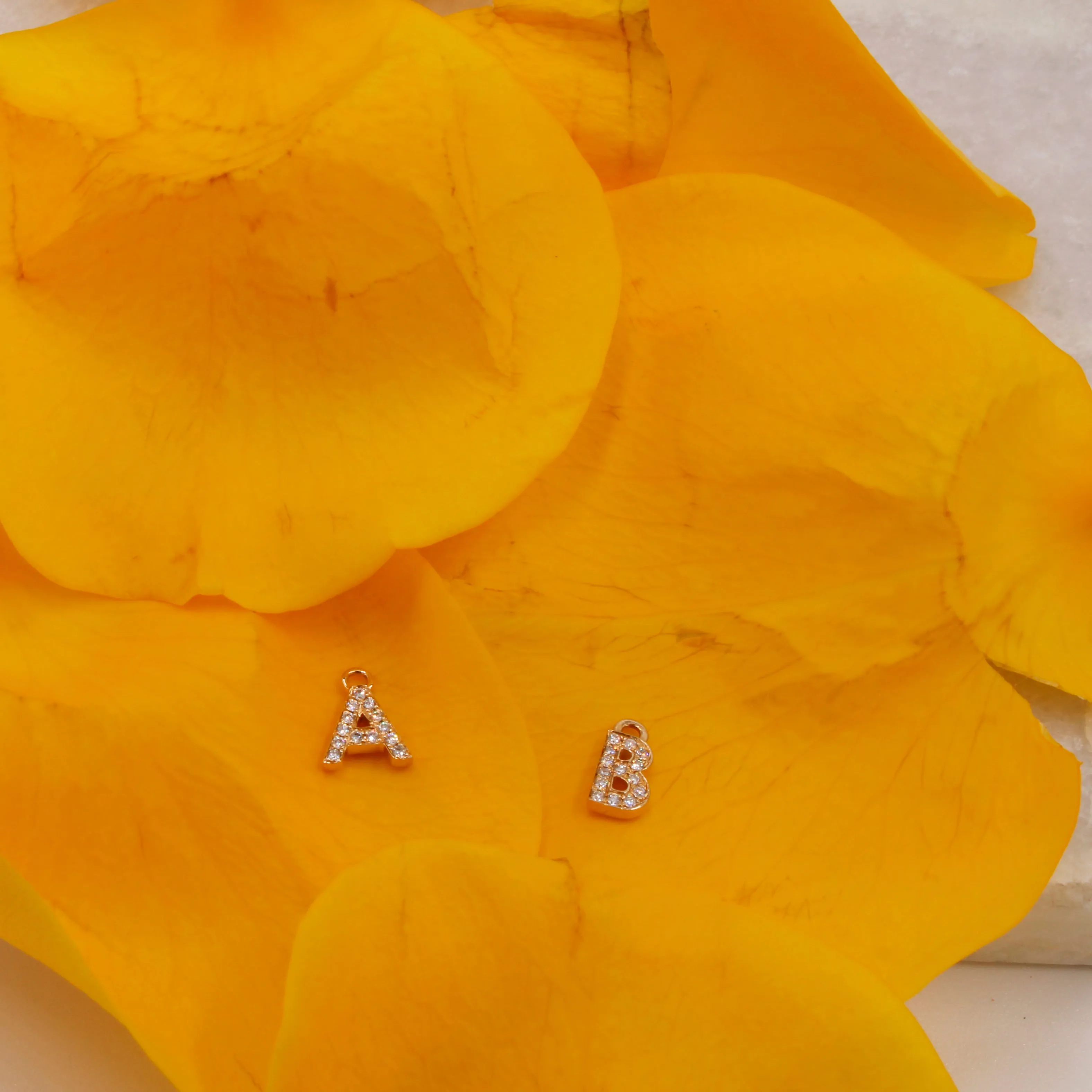 14K gold diamond initial charms