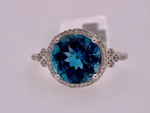 14K London Blue Topaz & Diamond Ring