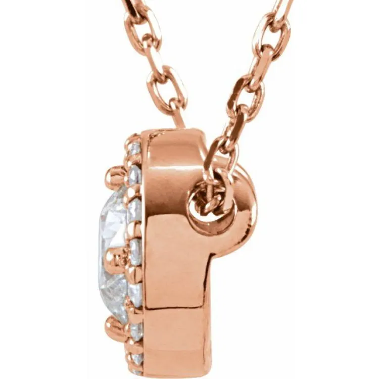 14K Rose 1/2 CTW Lab-Grown Diamond Halo-Style 16" Necklace