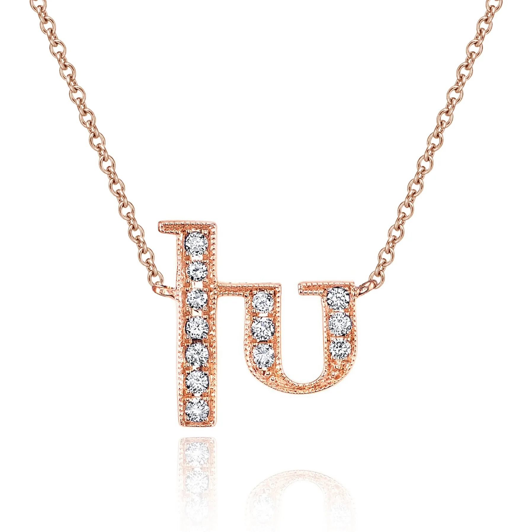 14K Rose Gold Armenian Initial Diamond Necklace