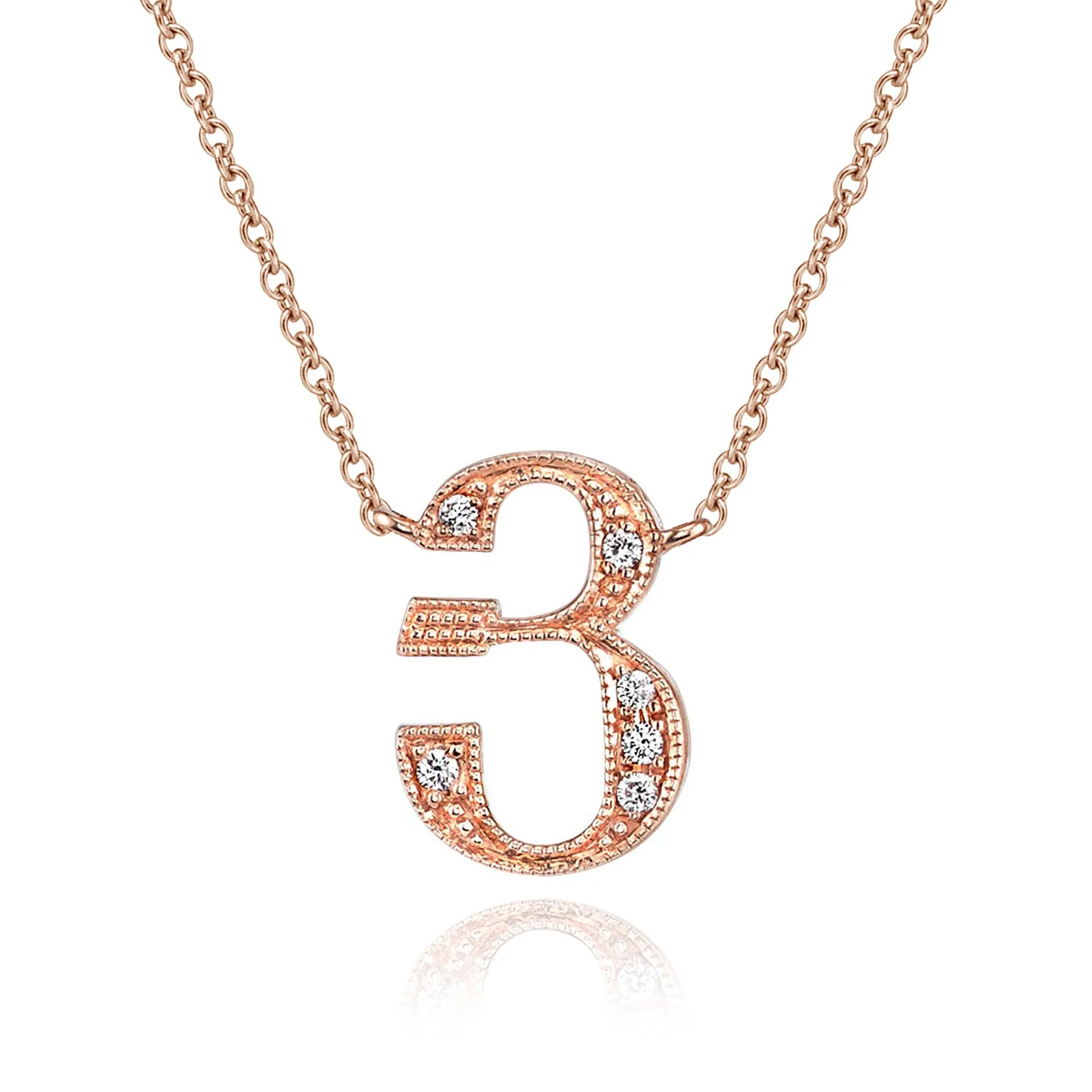 14K Rose Gold Armenian Initial Diamond Necklace