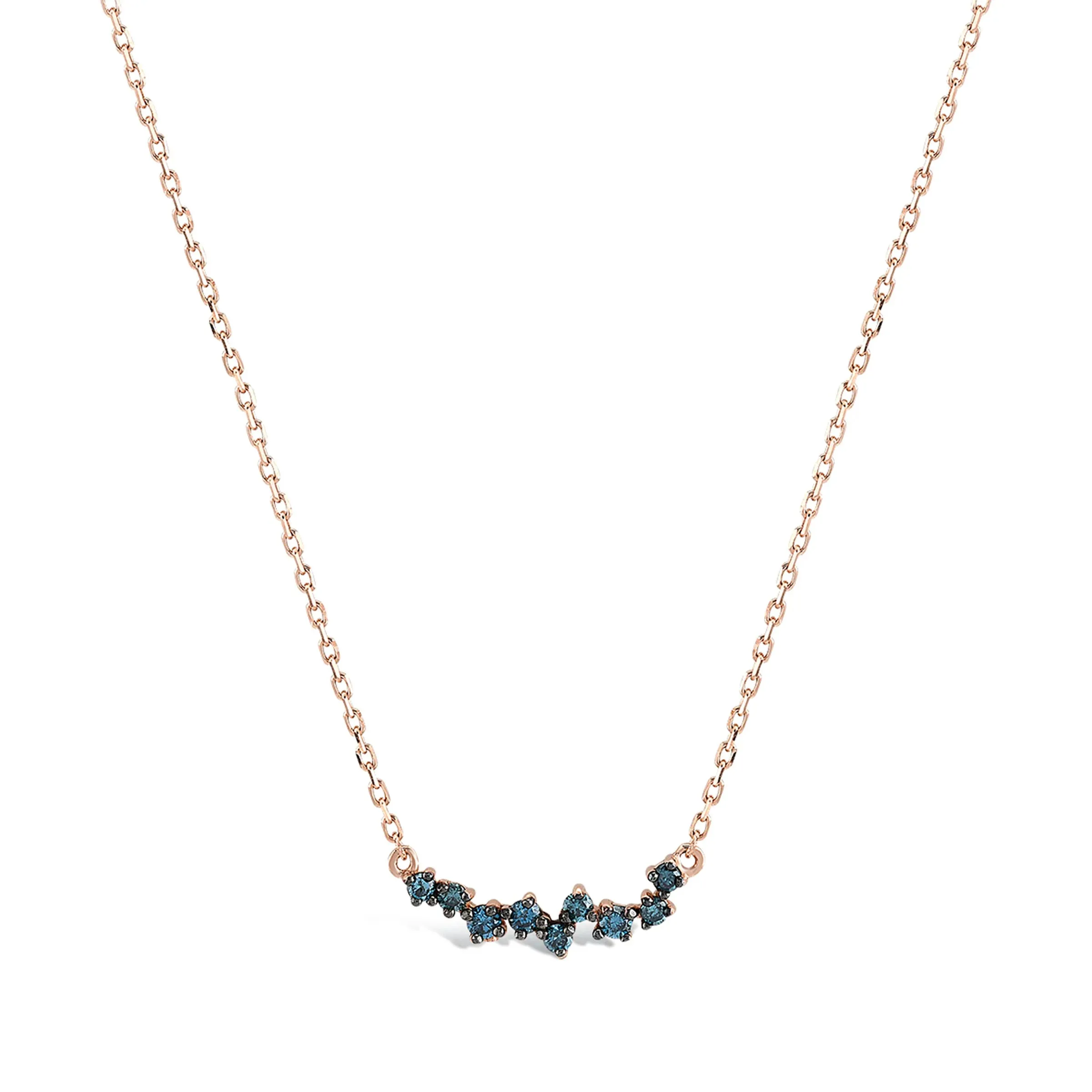 14K Solid Gold Sparkle Serenade Necklace with Blue Diamonds
