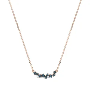 14K Solid Gold Sparkle Serenade Necklace with Blue Diamonds