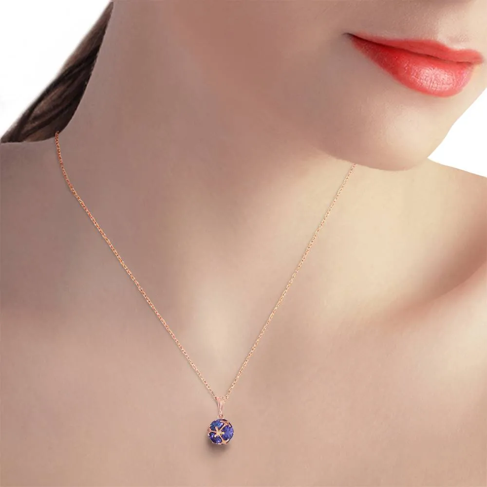 14K Solid Rose Gold Natural Tanzanites Necklace Gemstone Series