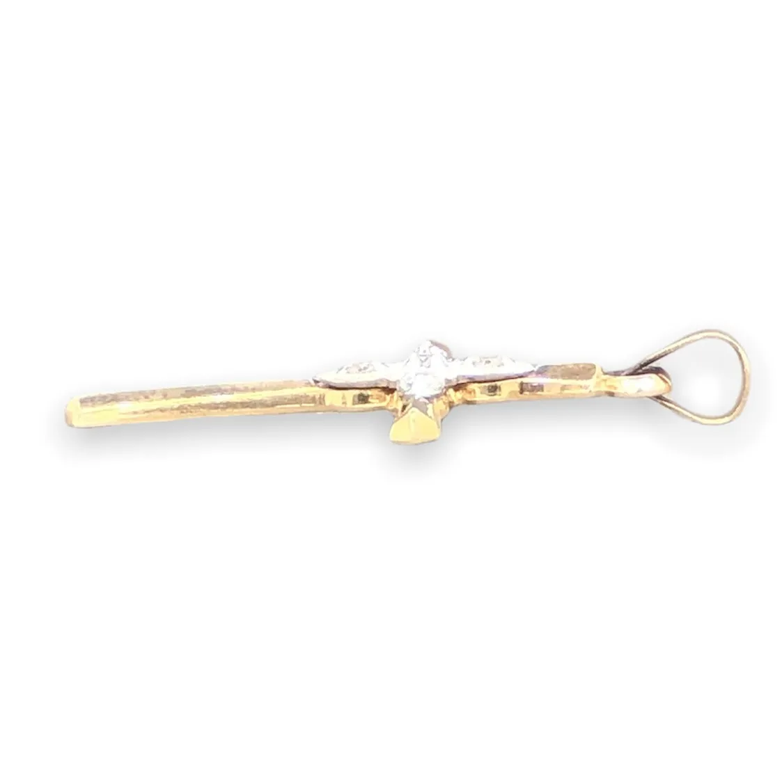 14K TT Gold 28x17mm 0.05ctw Diamond Cross