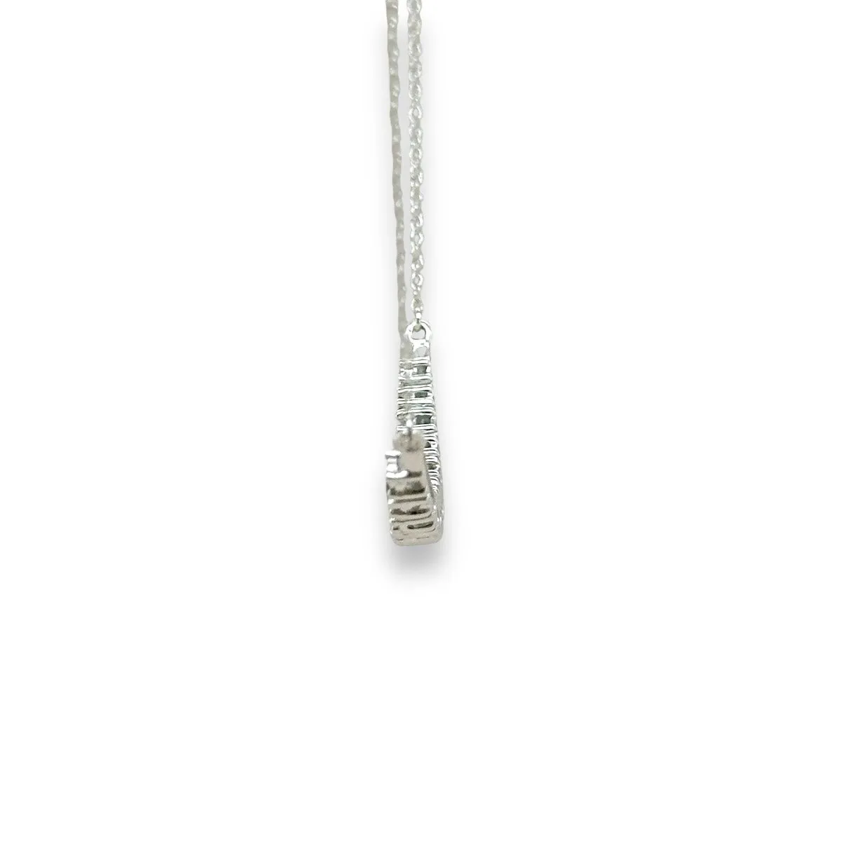 14K W Gold 0.10ctw Diamond and 0.40ctw Sapphires Bar Necklace