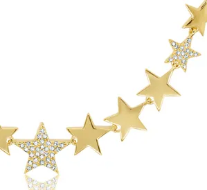 14K White Gold Diamond Pave Star Necklace