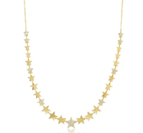 14K White Gold Diamond Pave Star Necklace