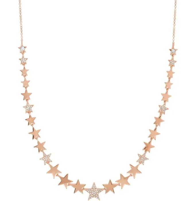 14K White Gold Diamond Pave Star Necklace