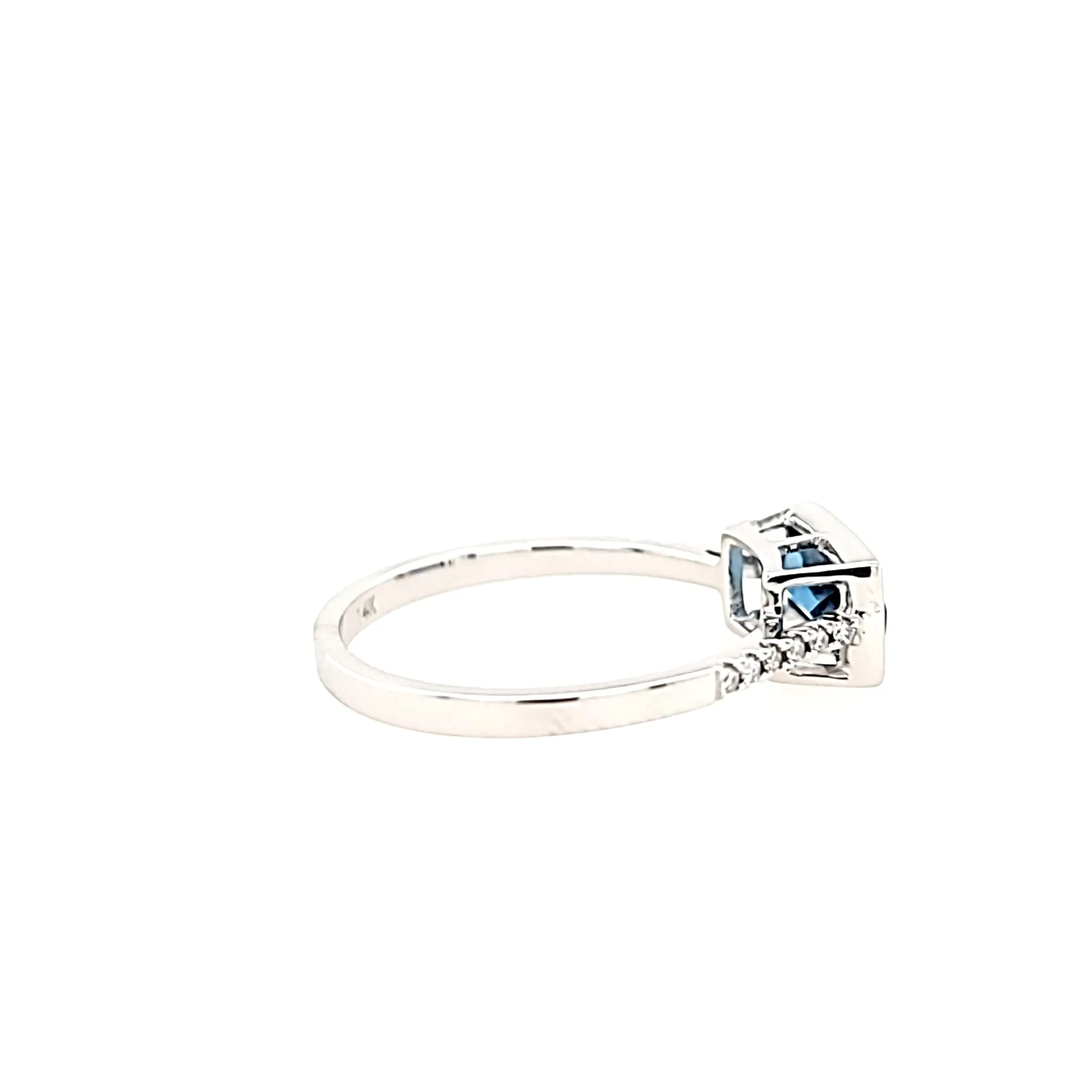 14k White Gold London Blue Topaz & Diamond Ring (I8031)