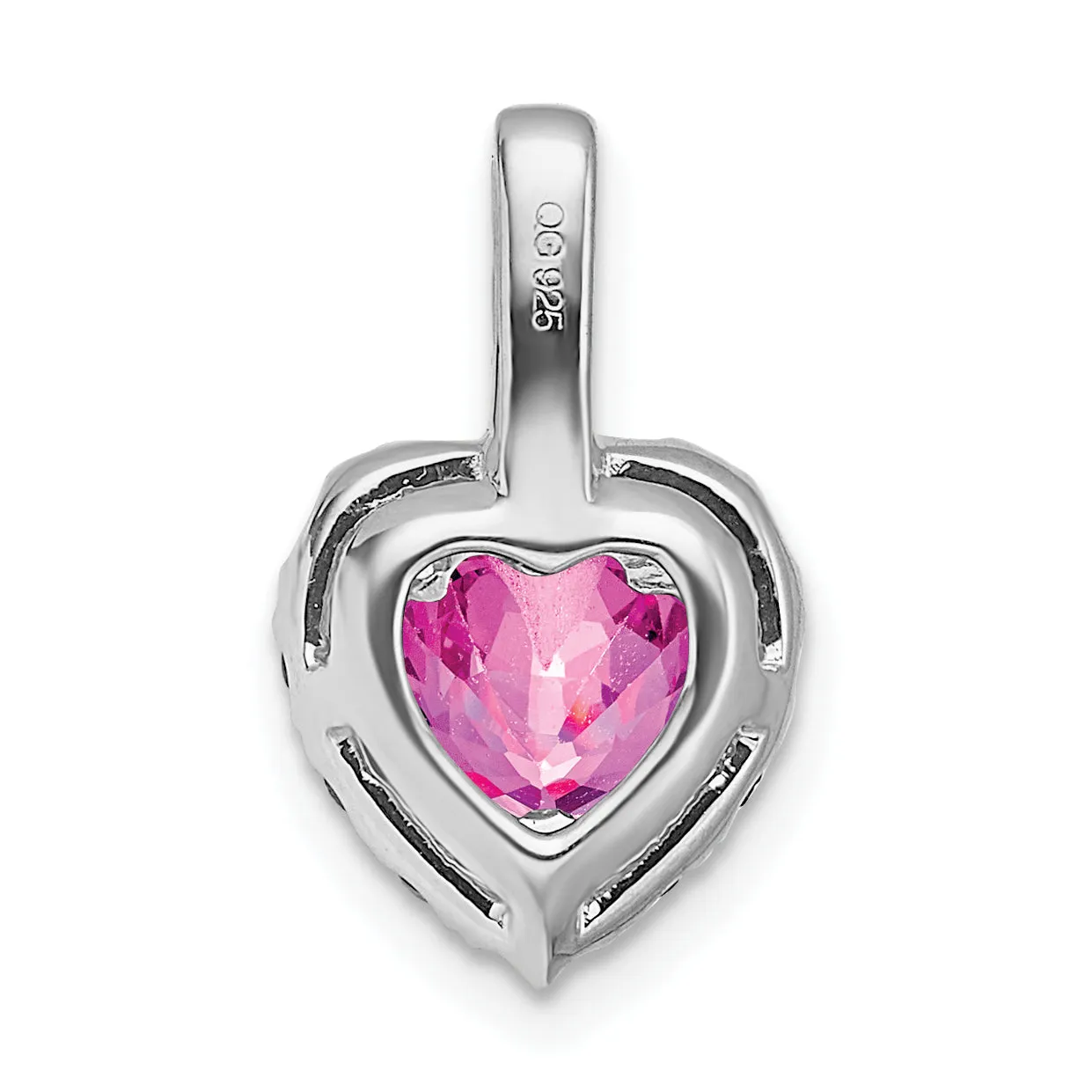 14k White Gold Pink Sapphire/White Topaz Halo Heart Pendant